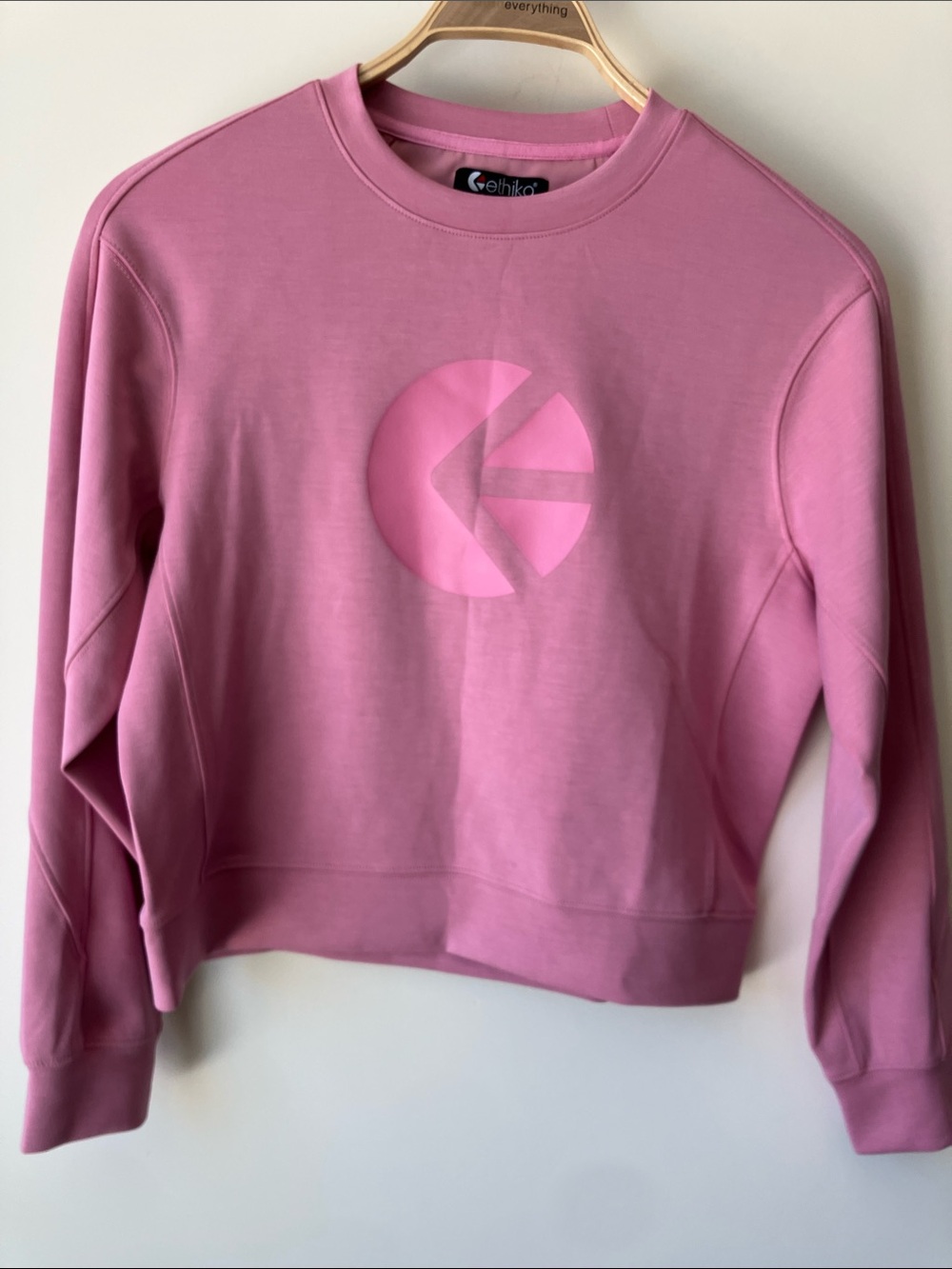 ETHIKA Crewneck Crop Mauve Pink Soft Sweatshirt w/ Branded Logo Women’s Small